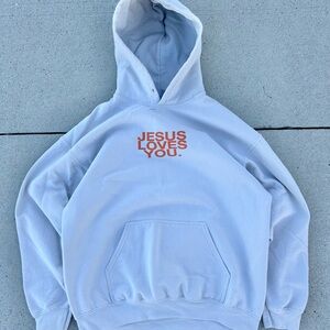 (SOLD) Cream Jesus loves you hoodie